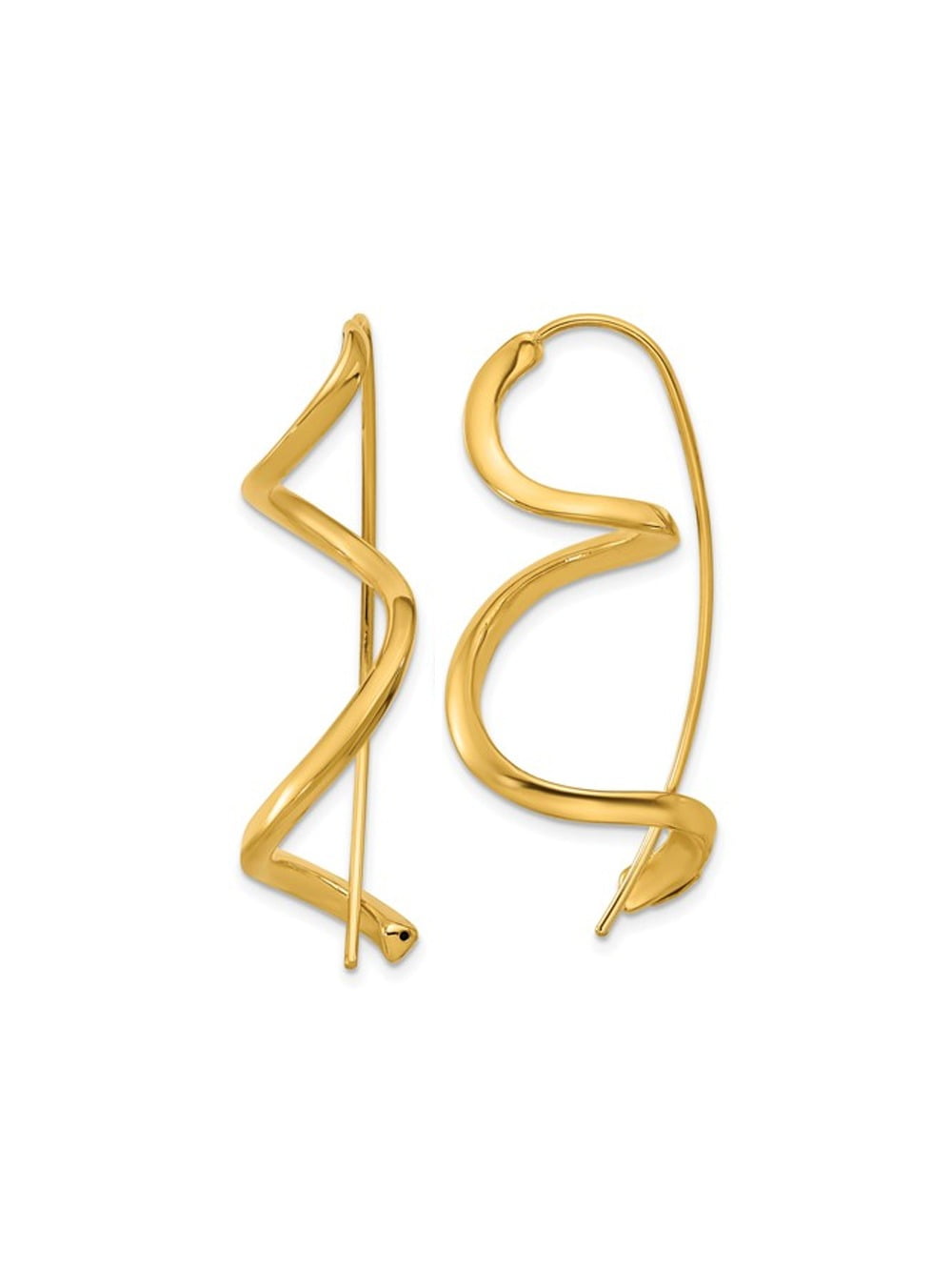 Gem & Harmony 14K Yellow Gold Spiral Threader Dangle Earrings for Women