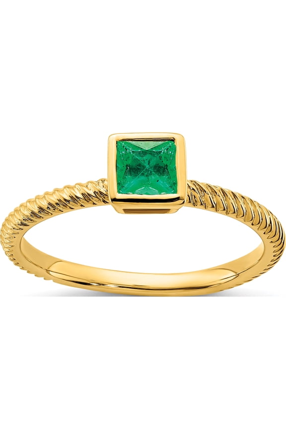 14K Yellow Gold Square Bezel Emerald Ringsize 7 (Width 1.6 To 1.8) (Length 0) - Jbsp