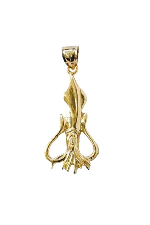 14K Yellow Gold Squid Pendant