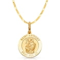 thumbnail image 1 of 14K Yellow Gold St. Anthony Pray For Us Charm Pendant with 1.9mm Figaro 3+1 Chain Necklace - 20", 1 of 6