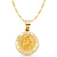 thumbnail image 1 of 14K Yellow Gold St. Christopher Charm Pendant with 1.9mm Figaro 3+1 Chain Necklace - 16", 1 of 6