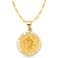 thumbnail image 1 of 14K Yellow Gold St. Christopher Charm Pendant with 3.1mm Figaro 3+1 Chain Necklace - 18", 1 of 3