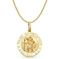 thumbnail image 1 of 14K Yellow Gold St. Christopher Protect Us Charm Pendant with 1.7mm Flat Open Wheat Chain Necklace - 24", 1 of 6