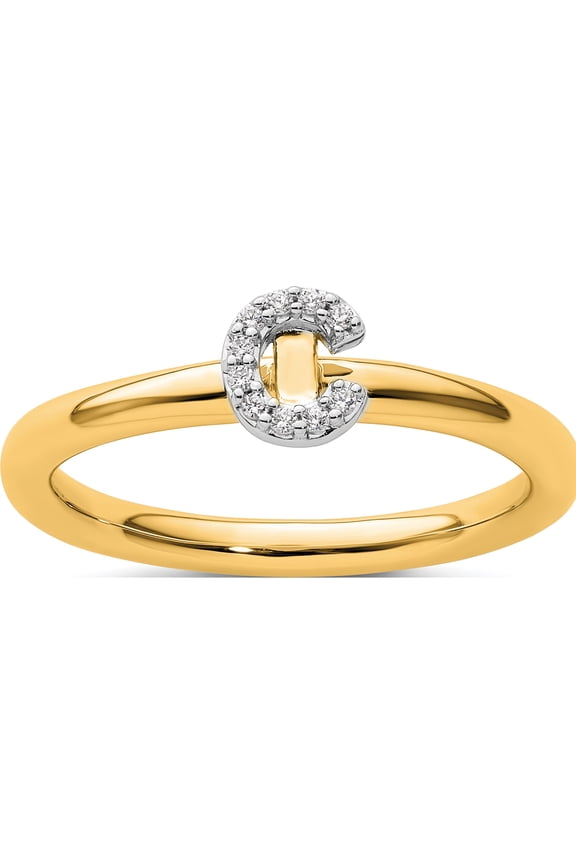 14K Yellow Gold Stackable Diamond Initial C Ringsize 7 - Jbsp