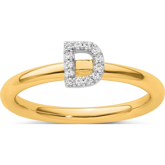 14K Yellow Gold Stackable Diamond Initial D Ringsize 7 - Jbsp