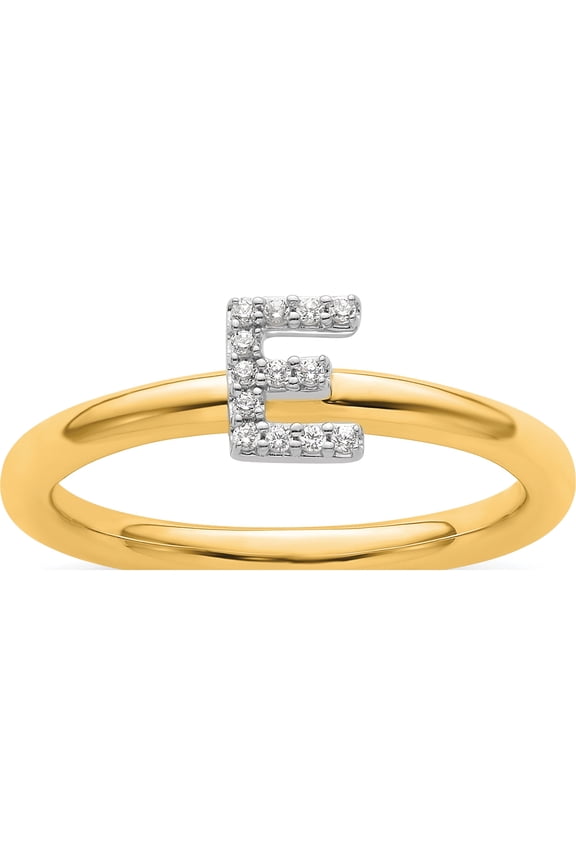 14K Yellow Gold Stackable Diamond Initial E Ringsize 7 - Jbsp