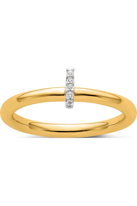 14K Yellow Gold Stackable Diamond Initial I Ringsize 7 - Jbsp