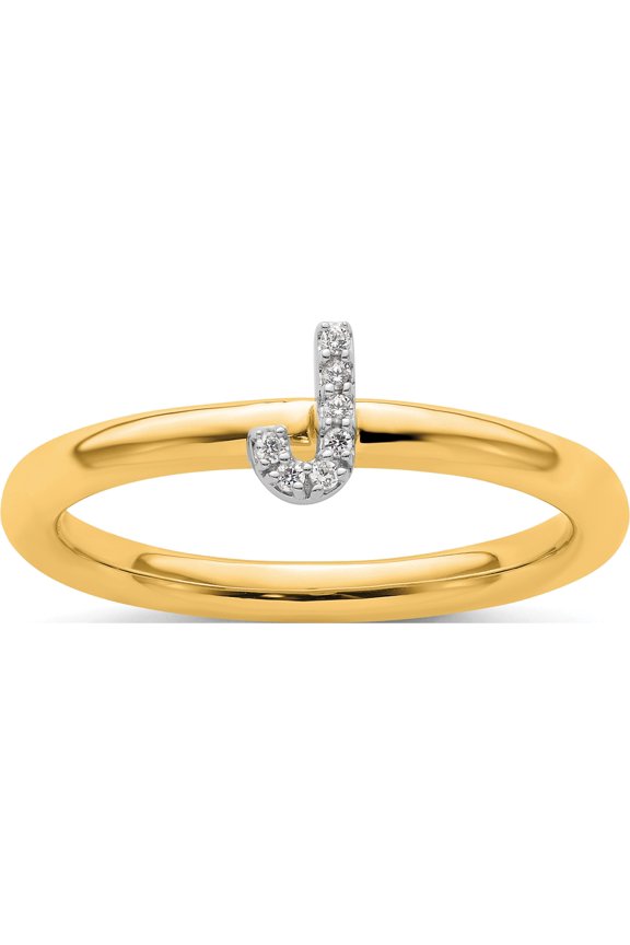 14K Yellow Gold Stackable Diamond Initial J Ringsize 7 - Jbsp