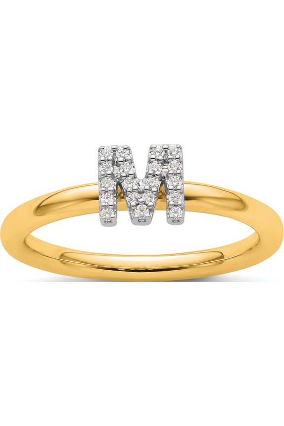 14K Yellow Gold Stackable Diamond Initial M Ringsize 7 - Jbsp