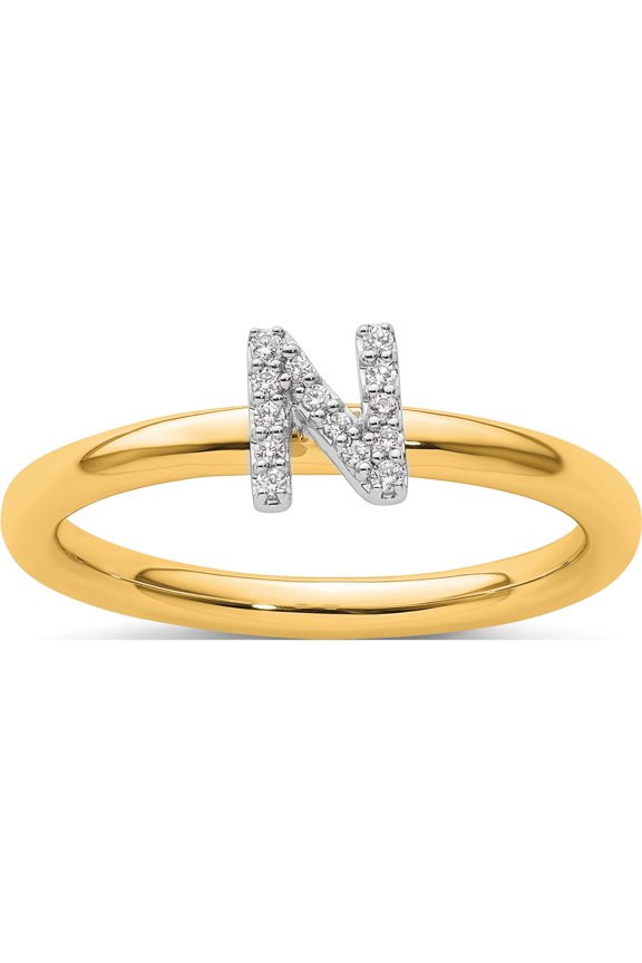 14K Yellow Gold Stackable Diamond Initial N Ringsize 7 - Jbsp