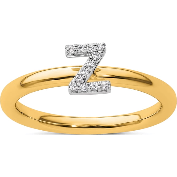 14K Yellow Gold Stackable Diamond Initial Z Ringsize 7 - Jbsp