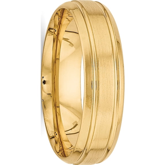 14K Yellow Gold Standard Comfort Fit Brush Satin Fancy Band (Size 8) Made In United States yb103s-8