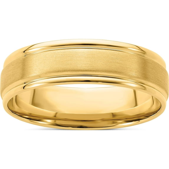 14K Yellow Gold Standard Comfort Fit Brush Satin Fancy Band (Size 8) Made In United States yb109s-8