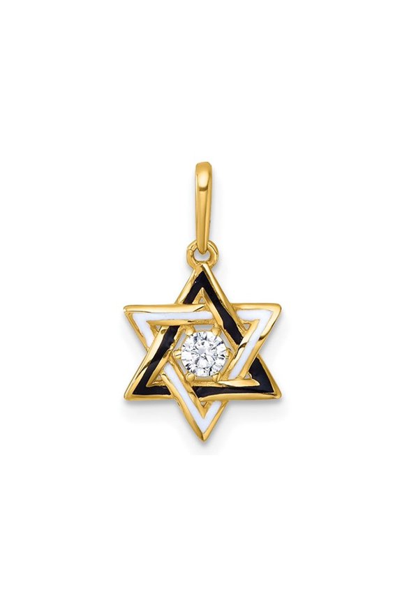 14K Yellow Gold Star Of David Pendant with Cubic Zirconia (CZ) (NO CHAIN) for Women