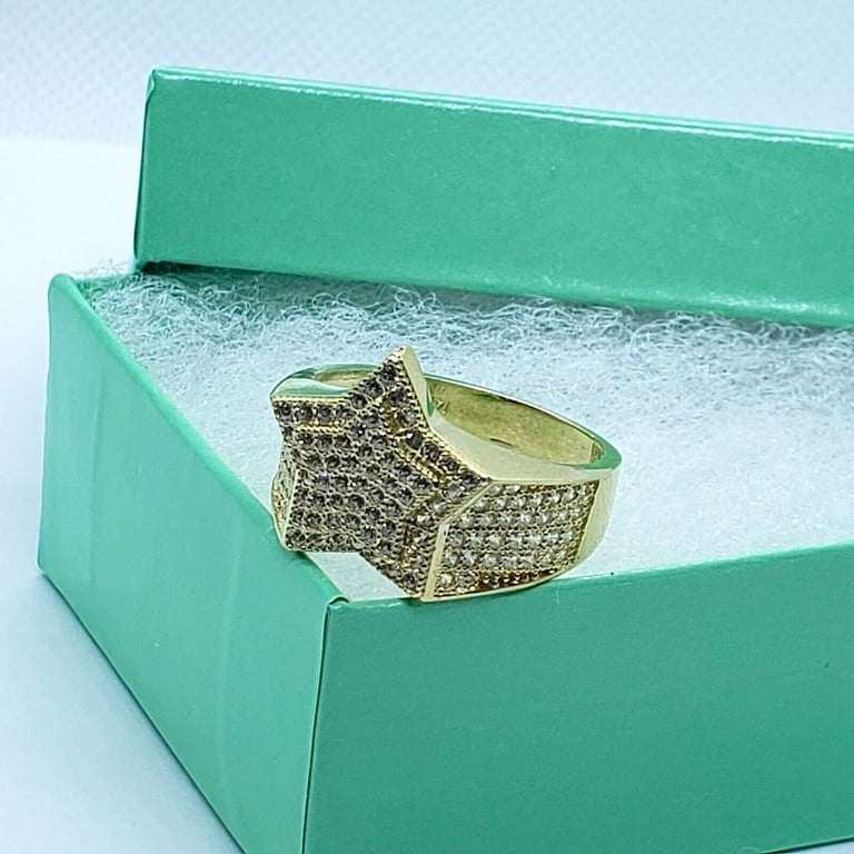 14K Yellow Gold Star Shaped Ring with Cubic Zirconia