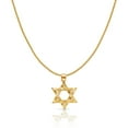 thumbnail image 1 of 14K Yellow Gold Star of David Charm Pendant with 0.9mm Wheat Chain Necklace - 20", 1 of 6