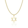 thumbnail image 1 of 14K Yellow Gold Star of David Charm Pendant with 1.1mm Wheat Chain Necklace - 22", 1 of 4