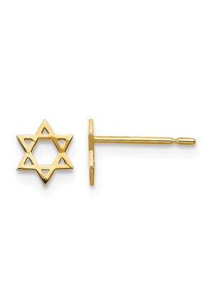 Gem & Harmony 14K Yellow Gold Star of David Post Earrings for Women