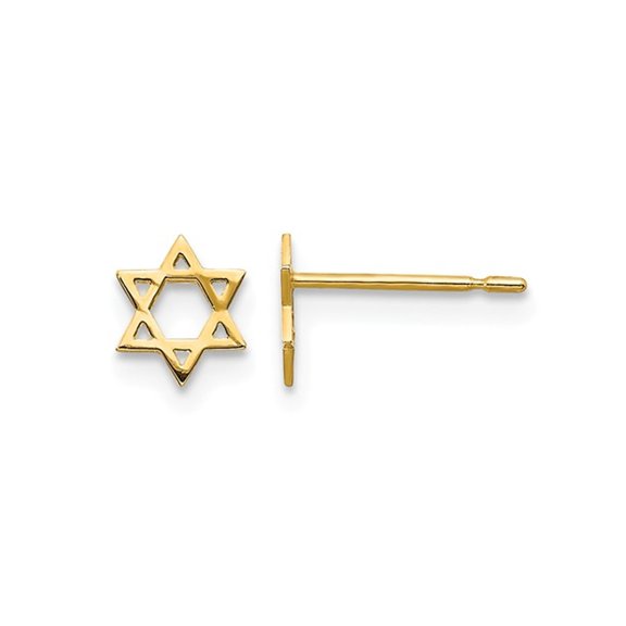 Gem & Harmony 14K Yellow Gold Star of David Post Earrings for Women
