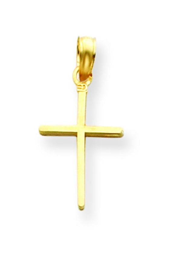 14K Yellow Gold Stick Cross Pendant Charm Jewelry
