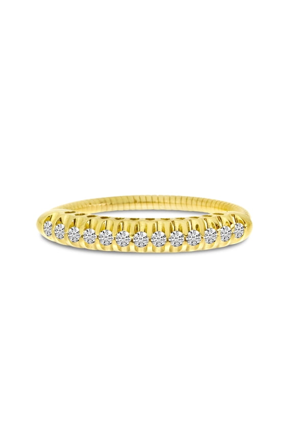 14K Yellow Gold Stretch Diamond Band Comfort Ring (.25 ct) Shared Prong Setting