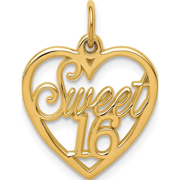 Jewelry by Sweet Pea 14K Yellow Gold Sweet 16 in Heart Charm