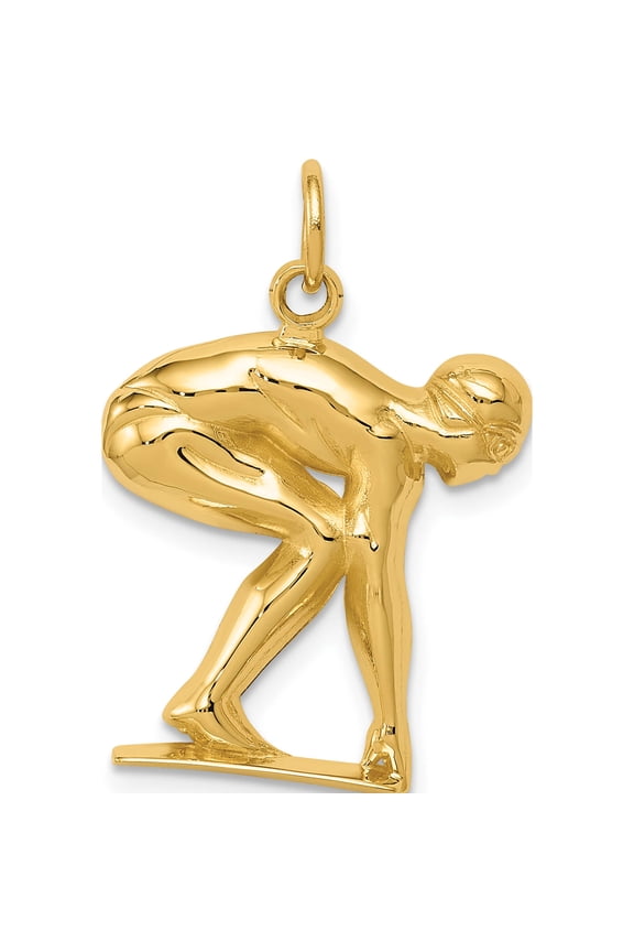 14K Yellow Gold Swimmer/Diver Charm (26 X 18) Made In United States d3469