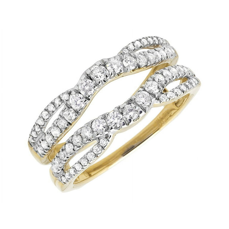 14K Yellow Gold Symmetrical Diamond Jacket Enhancer Ring 1Ct