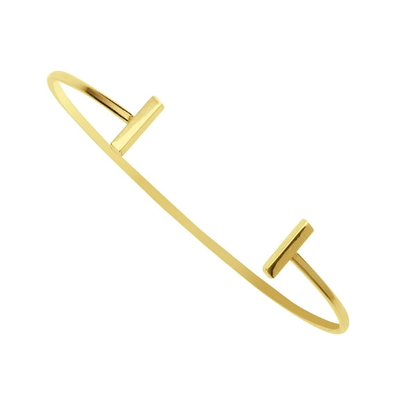 14K Yellow Gold T Bar Cuff Bangle