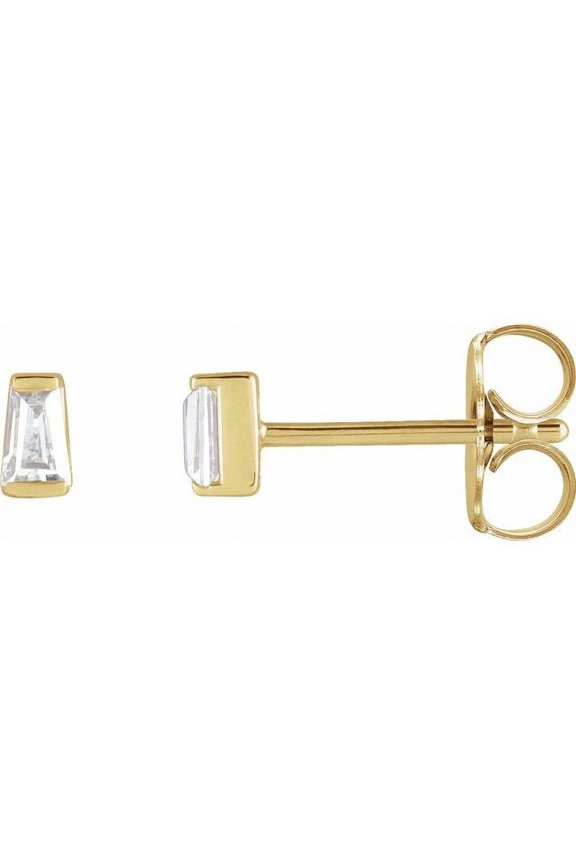 14K Yellow Gold Tapered Baguette 3 X 2 X 1.5Mm Si2-Si3, Ghi Friction Polished 1/8 Ctw Natural Diamond Channel-Set Earrings