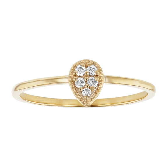 14K Yellow Gold Tear Drop Diamond Ring