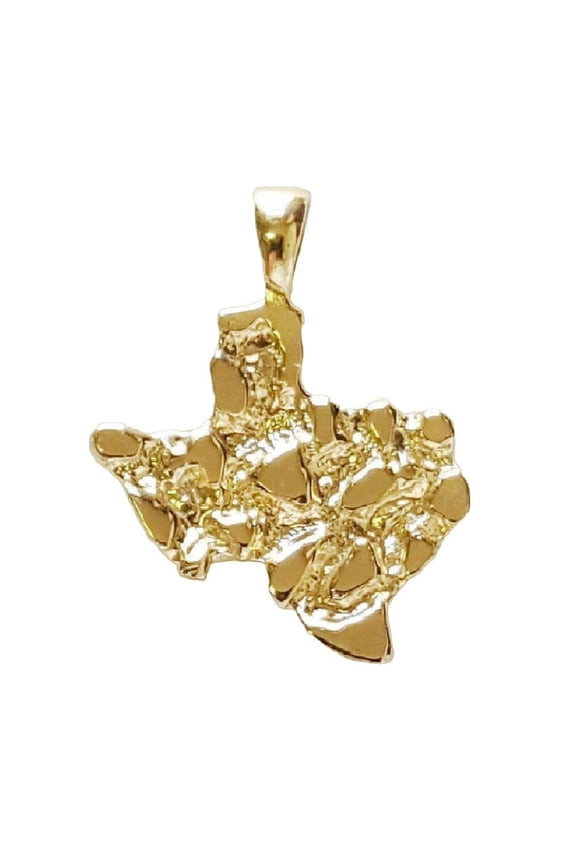14K Yellow Gold Texas State Map Nugget Pendant