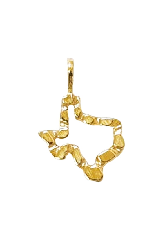 14K Yellow Gold Texas State Map Nugget Small Pendant