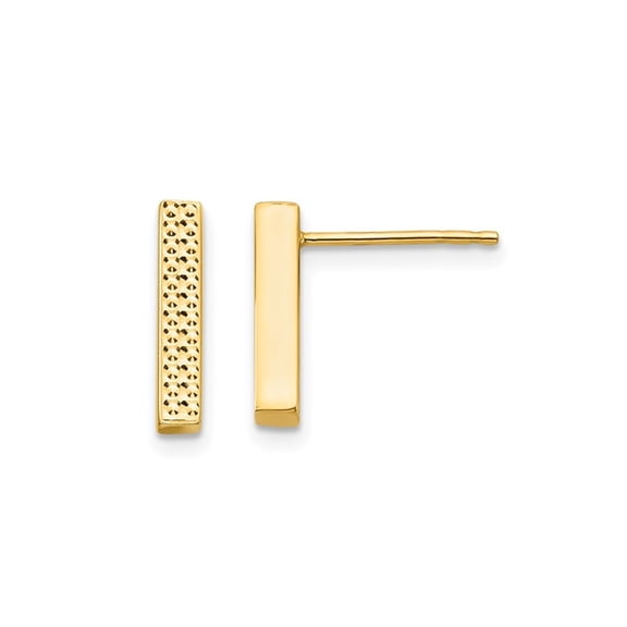 Gem & Harmony 14K Yellow Gold Textured Bar Stick Post Earrings for Women