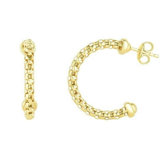 14K Yellow Gold Textured Earring with Push Back Clasp