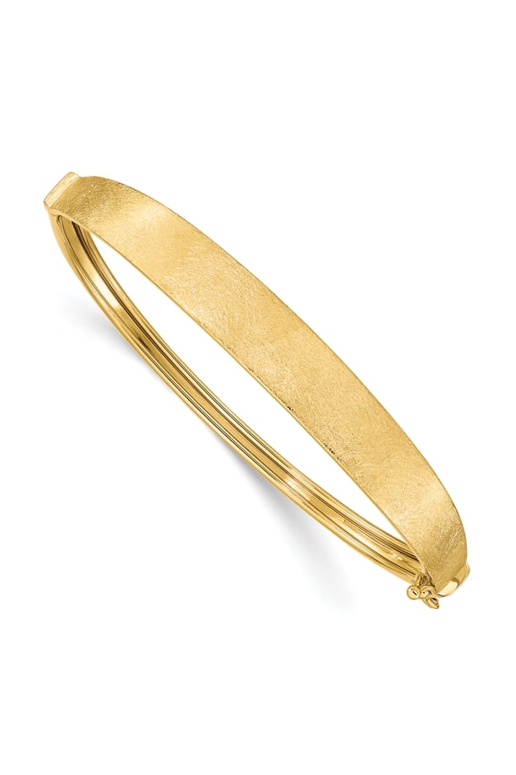 14K Yellow Gold Textured Hinged Bangle Bracelet