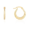 thumbnail image 1 of 14K Yellow Gold Textured Hoop Greek Key Earring with Hinged Clasp, 1 of 1
