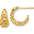thumbnail image 1 of 14K Yellow Gold Textured J Hoop Post Earrings (Width 5.5) (Length 12.75) - Jbsp, 1 of 5
