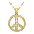 thumbnail image 1 of 14K Yellow Gold Textured Peace Sign Charm Pendant Necklace with Chain for Men, 1 of 5