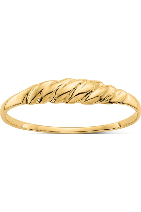 14K Yellow Gold Ridged Dome Ring