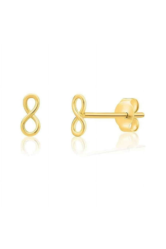 14K Yellow Gold Tiny Infinity Stud Earring for Earlobe and Cartilage Piercing