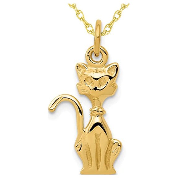Gem & Harmony 14K Yellow Gold Tom Cat Pendant Necklace with Chain for Women