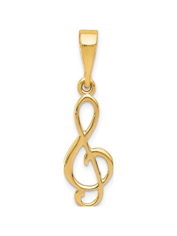 14K Yellow Gold Treble Clef Charm
