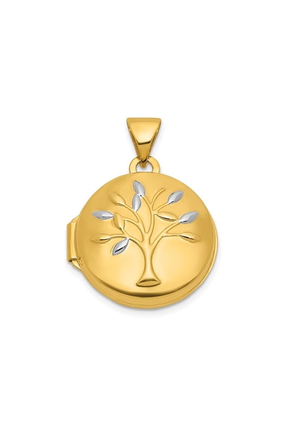 Gem & Harmony 14K Yellow Gold Tree of Life Locket Pendant (NO CHAIN) for Women