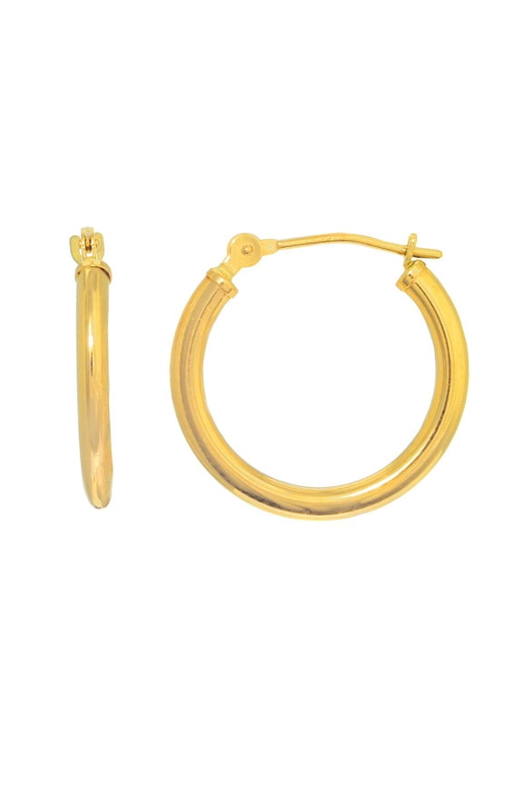 JewelStop 14K Yellow Gold Tubular Hoop Large Round Earrings 25mm