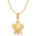 thumbnail image 1 of 14K Yellow Gold Turtle Charm Pendant with 1.5mm Singapore Chain Necklace - 18", 1 of 6