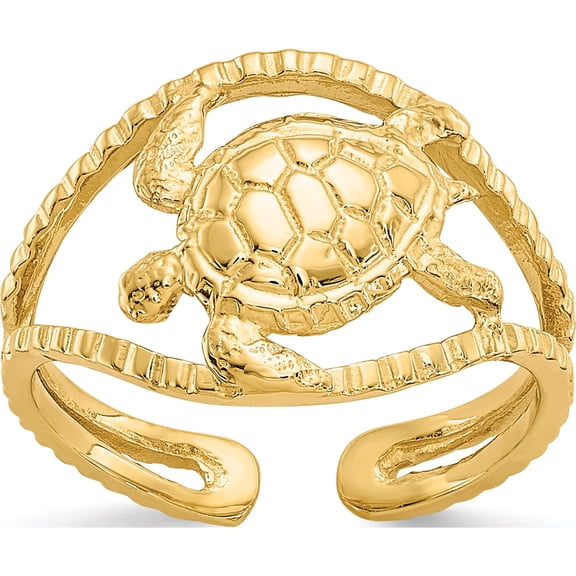 14K Yellow Gold Turtle Toe Ring Made In United States r400