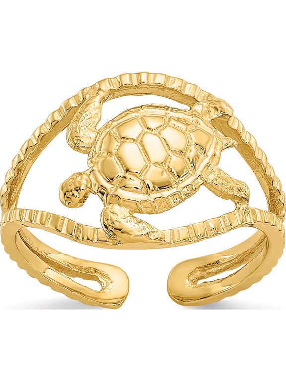 14K Yellow Gold Turtle Toe Ring