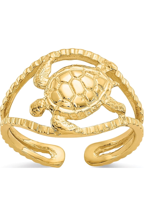 14K Yellow Gold Turtle Toe Ring Made In United States r400