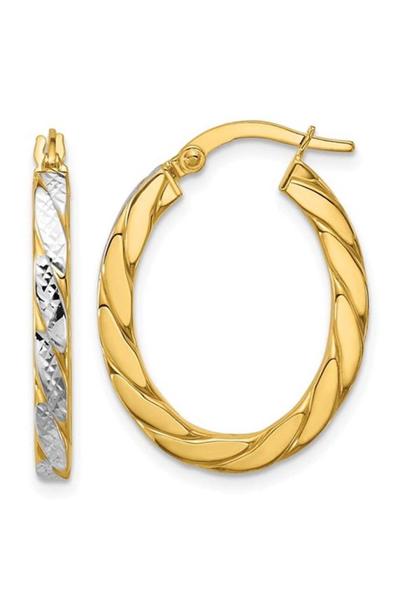 Gem & Harmony 14K Yellow Gold Twist Hoop Earrings (2.65 mm thick) for Women